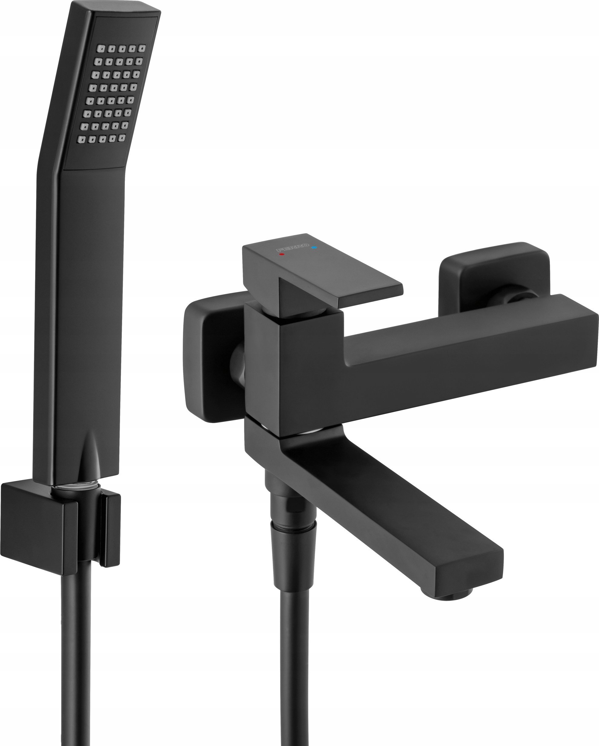 Bateria wannowa Ferro BZI11RBL / FERRO / ZICCO / BAT.WANNOWA Z NATRYSKIEM, SKŁADANA WYLEWKA, PRZEŁĄCZNIK W WYLEWCE CZARNA /