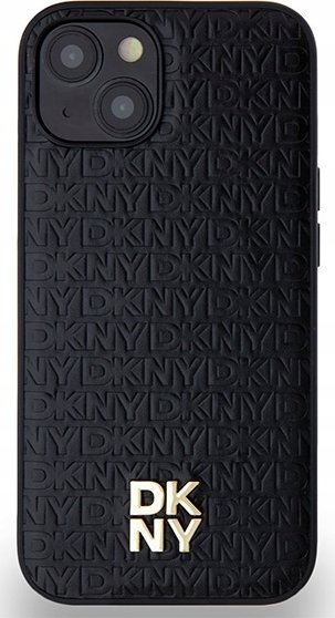 DKNY DKHMP14SPSHRPSK iPhone 14 / 15 / 13 czarny/black hardcase Leather Monogram Pattern Metal Logo MagSafe