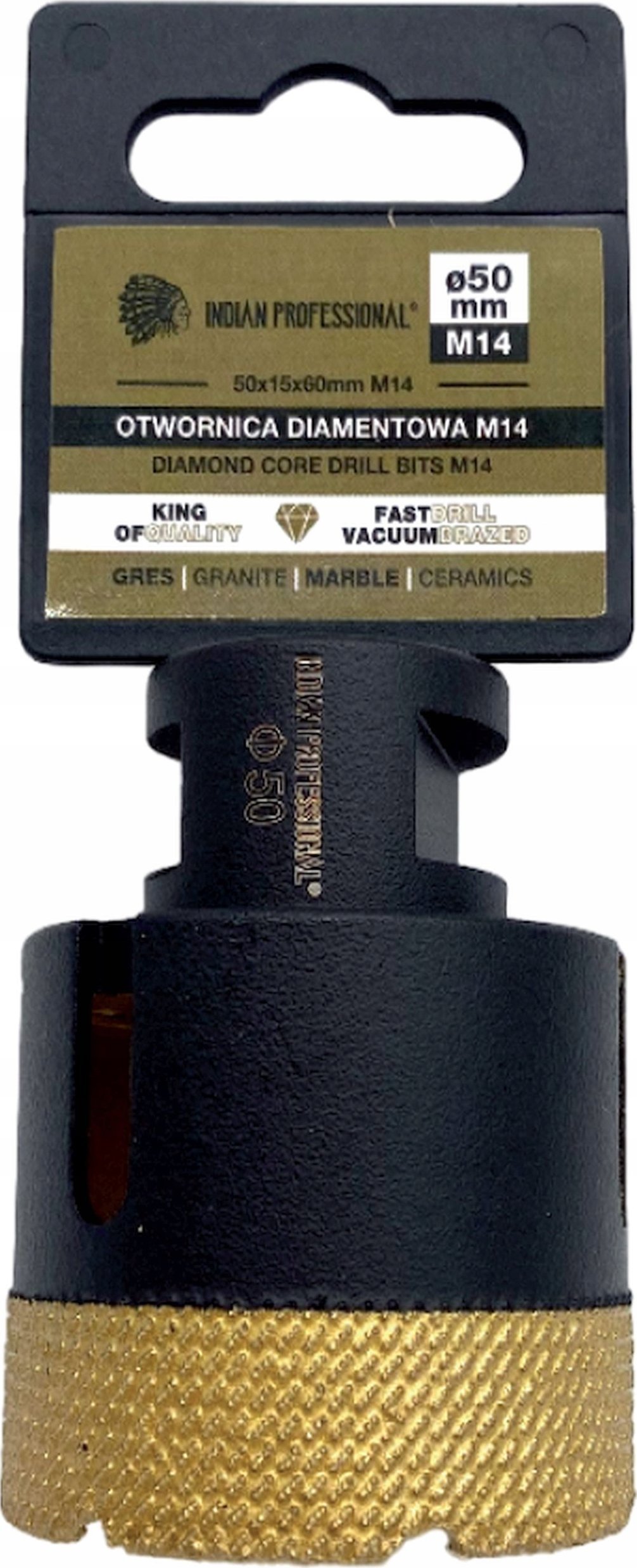 INDIAN PROFESSIONAL KORONA DIAMENTOWA M14 50mm WIERCENIE NA SUCHO /INDIAN PROFESSIONAL