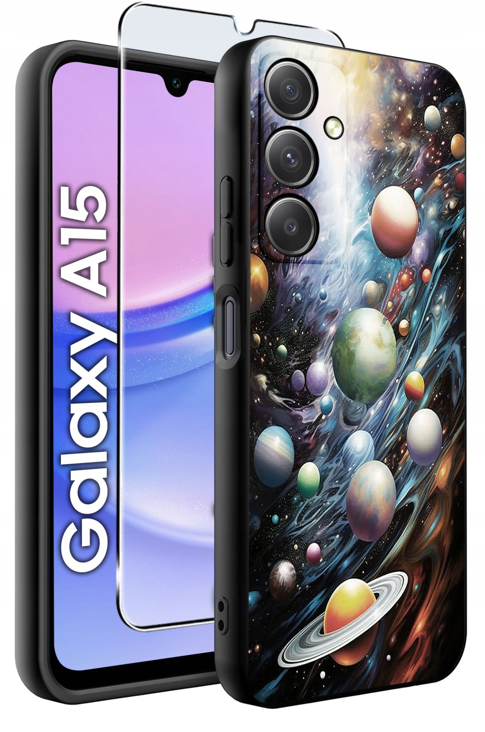 ETUI do Samsung A15 4G | 15 5G WZORY | SILIKONOWE MATT CASE + SZKŁO 9H