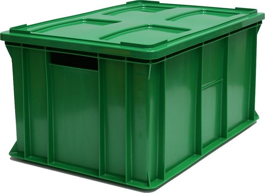 Artech Pojemnik transportowy EURO 300 z pokrywą, dno i ścianki pełne wym. 600 x 400 x 300 mm (kolor: zielony)