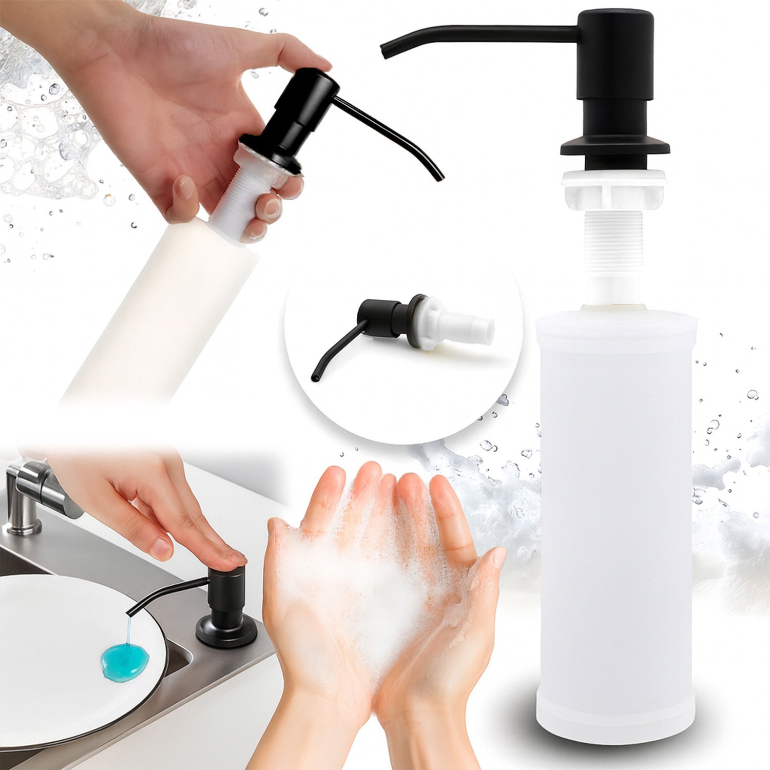 Kuchenny dozownik do płynu do naczyń Heckermann 500ml Czarny Nablatowy