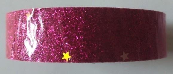 3M Różowa taśma brokatowa z gwiazdkami 18mmx2m
