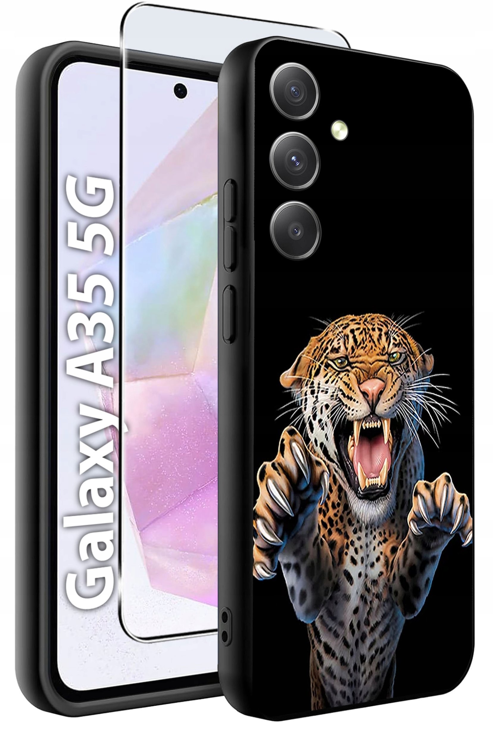 ETUI do Samsung A35 5G WZORY | SILIKONOWE MATT CASE + SZKŁO HARTOWANE 9H