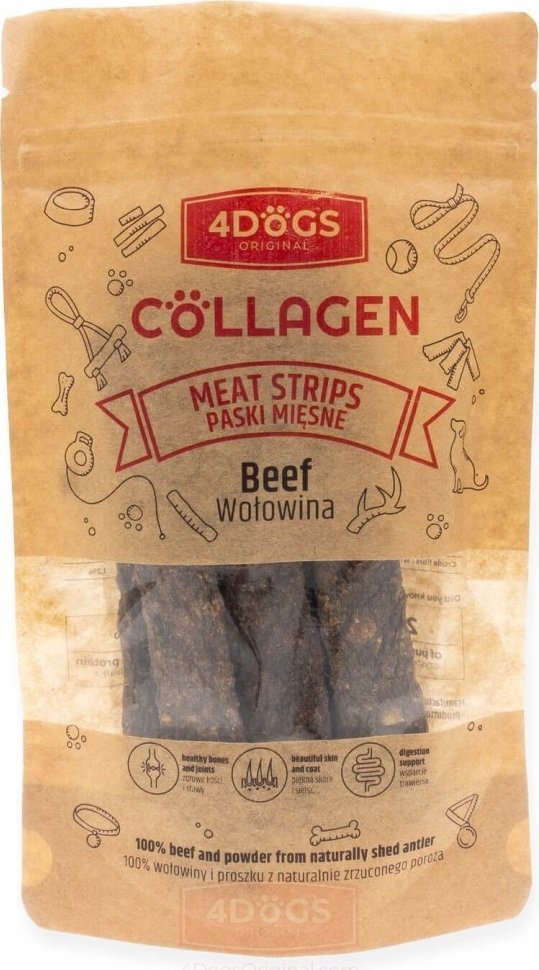 4DOGS Paski mięsne z wołowiną