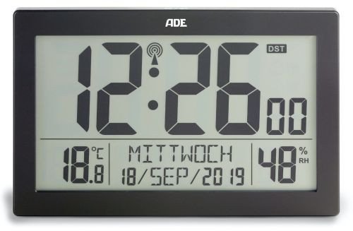 Zegar elektroniczny ADE z kalendarzem, termometrem, higrometrem i budzikiem, 22,53,514,5 cm