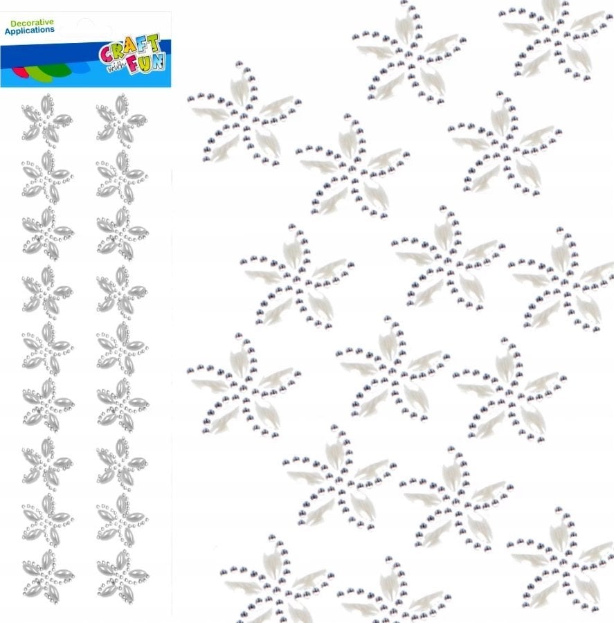 Craft with Fun OZDOBA DEK KRYSZT SPRZYL KWIATY 18SZT BIA 12/144