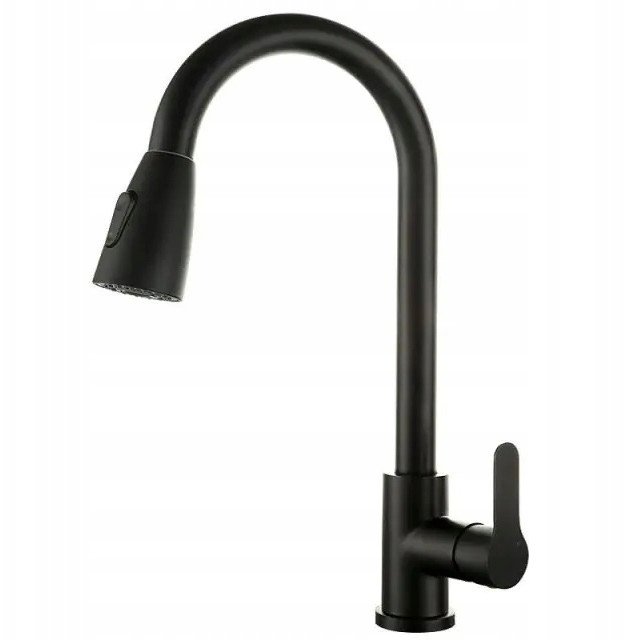 Bateria kuchenna czarna z wyciągana wylewką kran