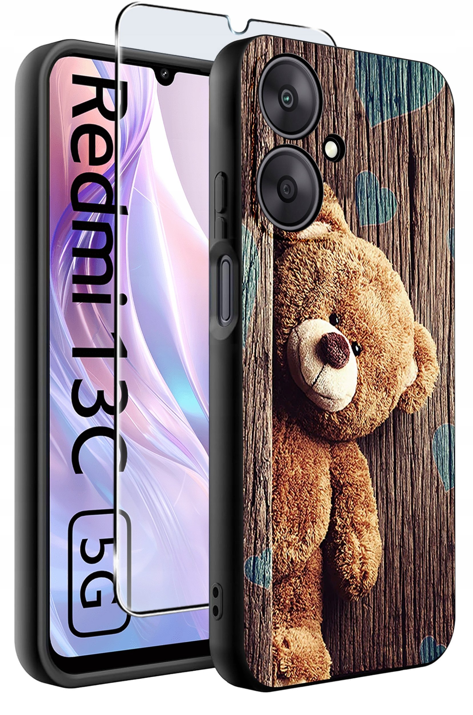 ETUI do Xiaomi Redmi 13C 5G WZORY |SILIKONOWE MATT CASE +SZKŁO HARTOWANE 9H