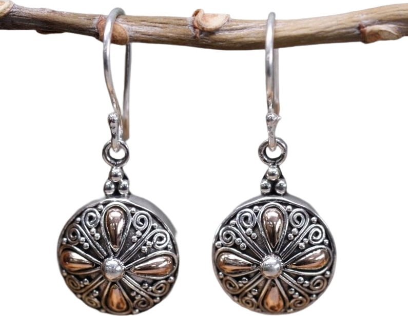 Lovrin Kolczyki srebrno złote - Klasyczny Okrąg