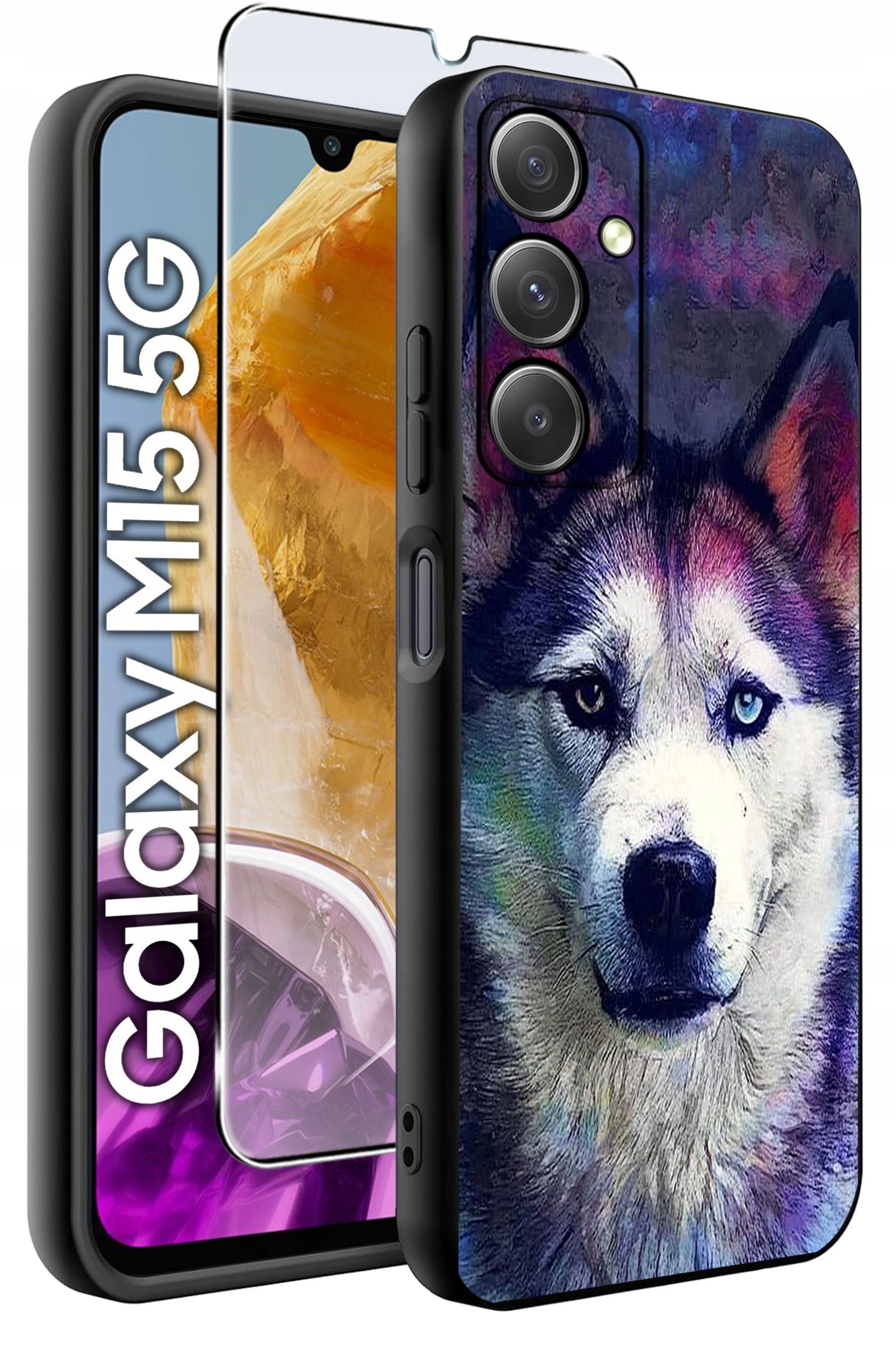 ETUI do Samsung M15 5G WZORY | SILIKONOWE MATT CASE + SZKŁO HARTOWANE 9H