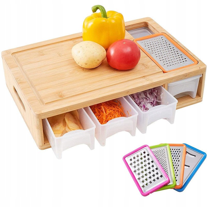 Deska do KROJENIA Drewniana WIELOFUNKCYJNA 3 SZUFLADY z TARKAMI POJEMNIKAMI