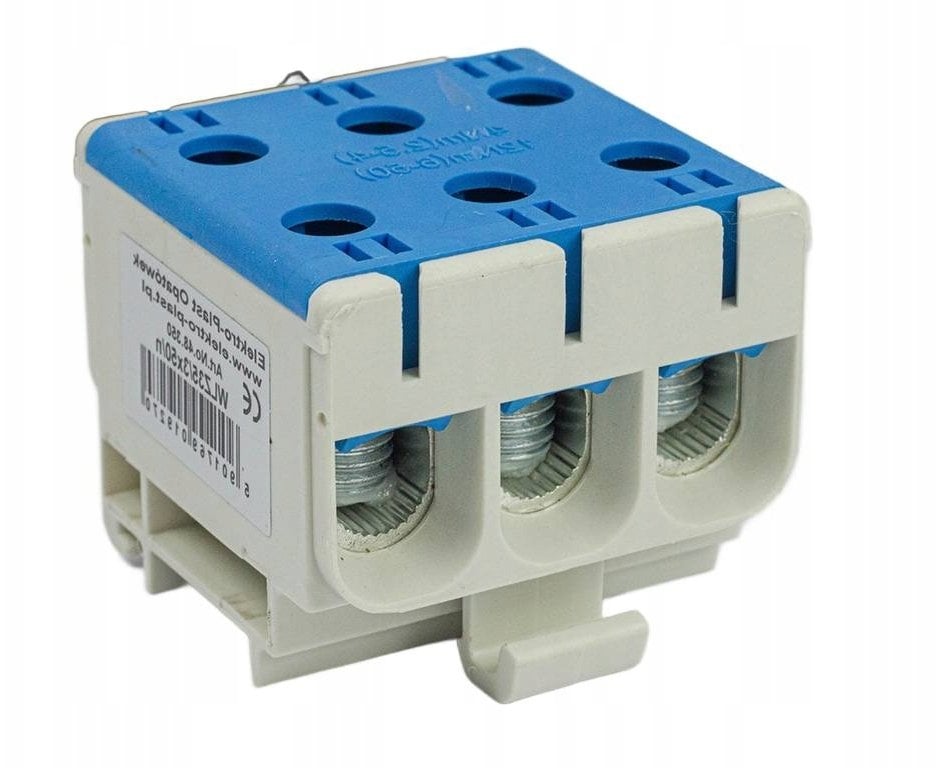 Elektro-Plast Rozdzielacz odgałęźny trójpolowy AL/CU 3x50mm2 niebieski montaż płaski i na szynę TH WLZ35/3x50/n 48.350