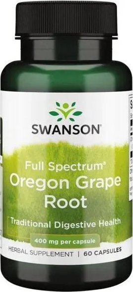 Swanson Swanson - Full Spectrum Oregon Grape Root, Wsparcie Trawienia, 400mg, 60 kapsułek