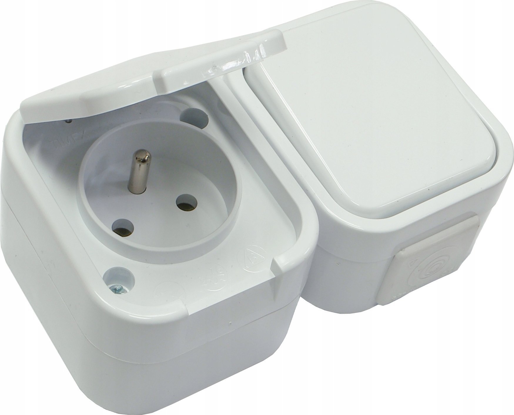 Timex BURSZTYN Gniazdo hermetyczne pojedyncze z/u + łącznik IP44 białe GWN-B