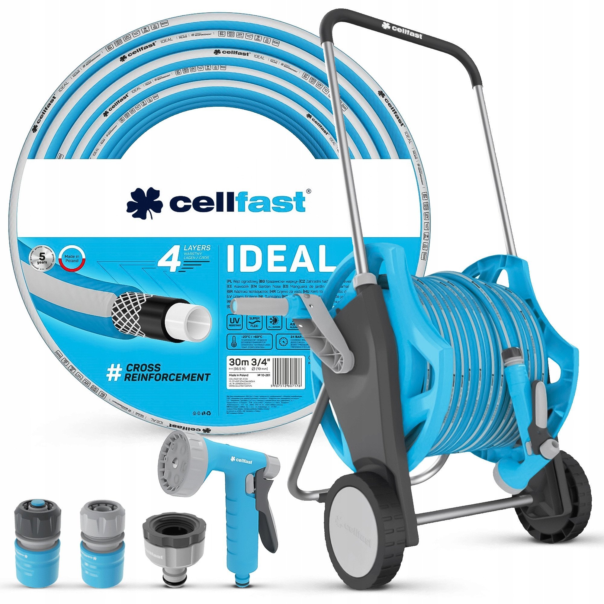 Cellfast Zestaw wózek, wąż 3/4" 30 m i akcesoria DISCOVER 30 (C55-063)