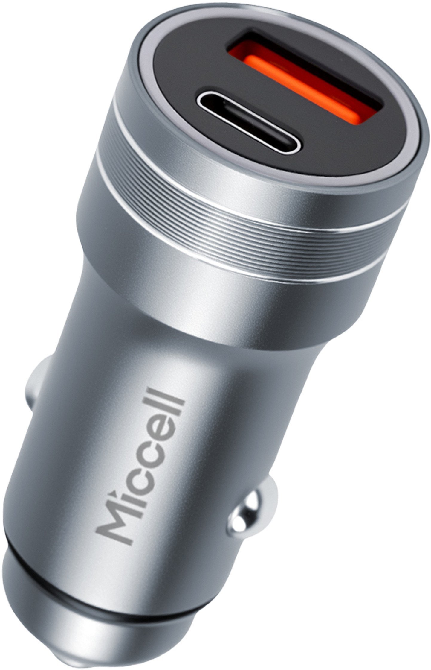 Ładowarka samochodowa Miccell VQ-C48, 48W, USB-A + USB-C, szara