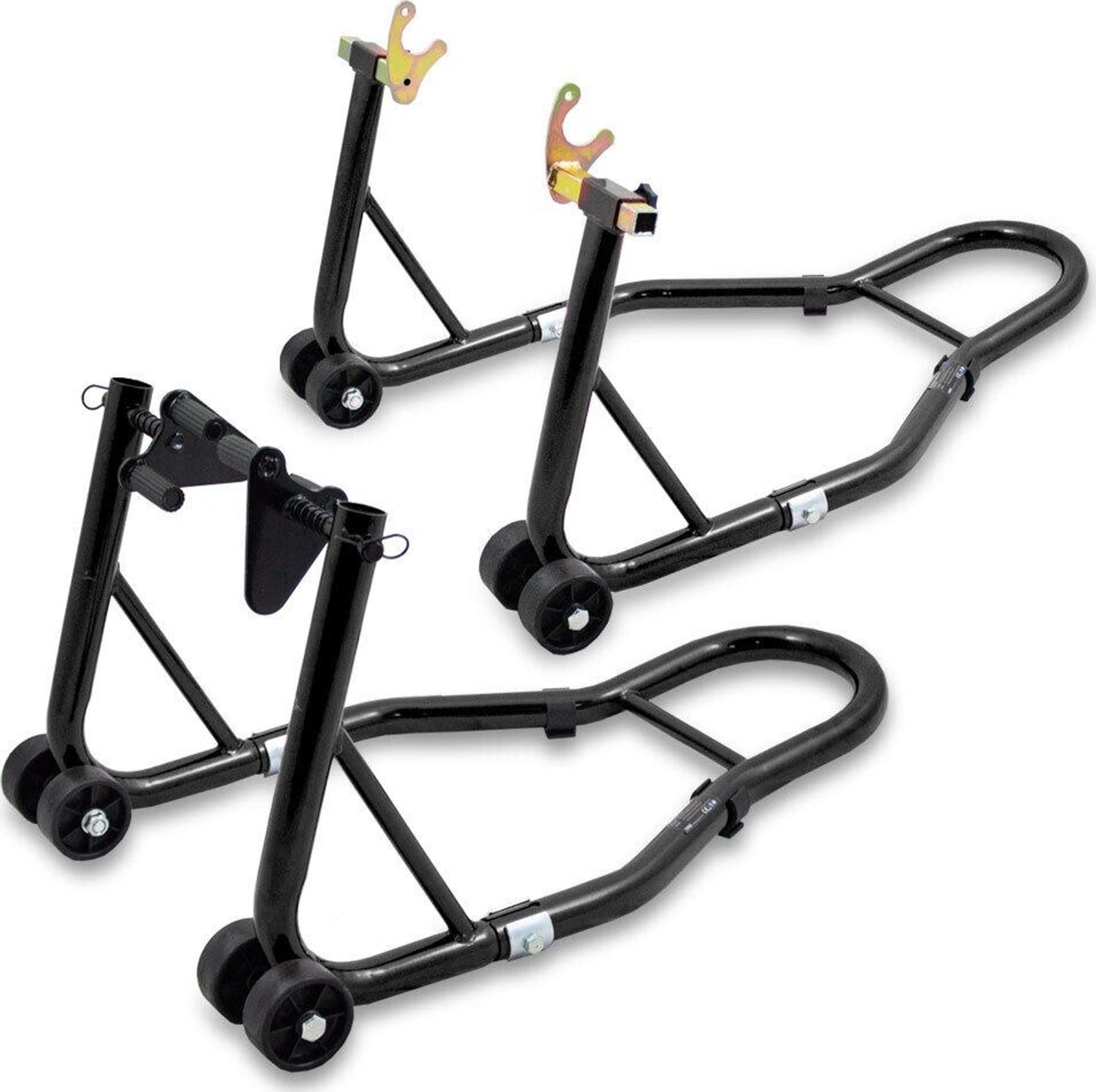 Bituxx Zestaw stojaków uchwytów na przód i tył do motoru czarne Bituxx podnośniki