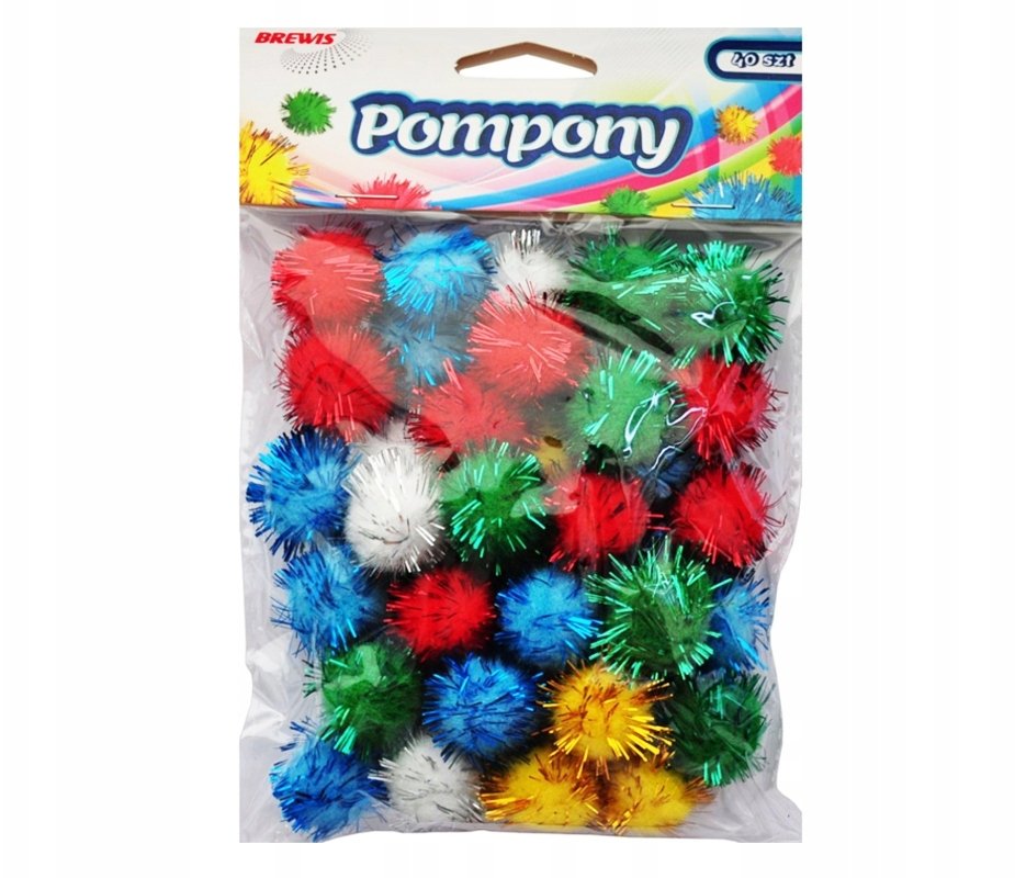 Pompony metaliczne mix 2cm 40szt