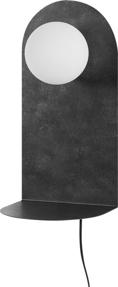 Kinkiet Beliani Lampa ścienna z półką metalowa szara MAPI