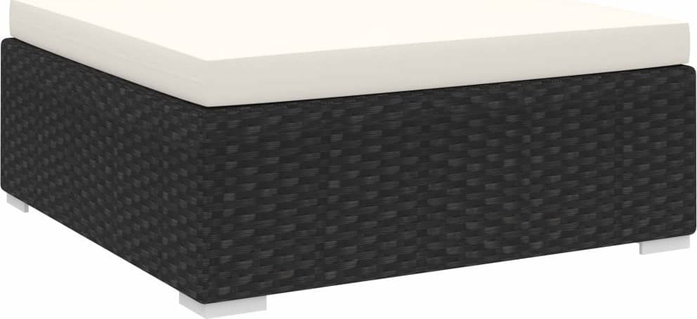 vidaXL podnóżek modułowy z poduszką, 1 sztuka, polirattan, czarny (46802)