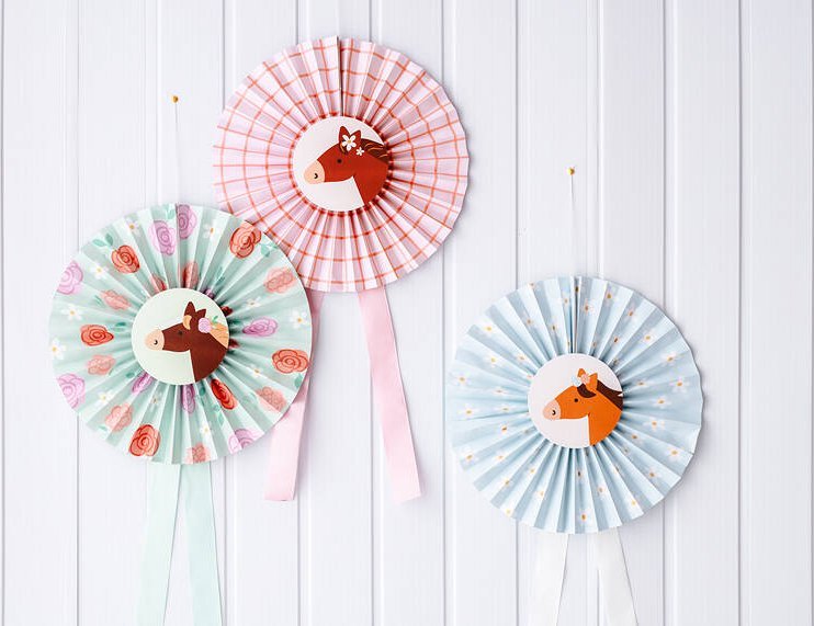 PartyDeco Rozety dekoracyjne Konie 35cm 3szt