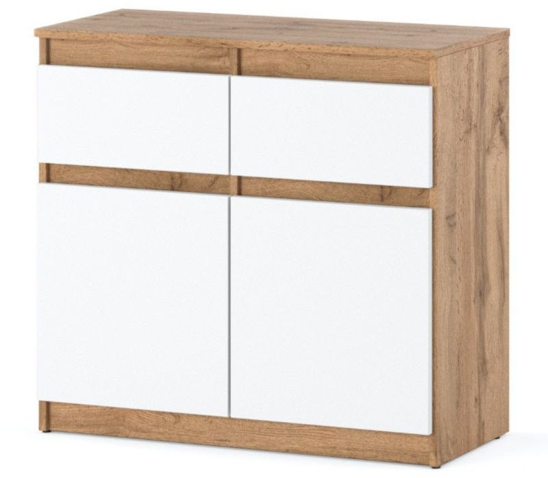 Komoda Z Szufladami 80cm Wotan Biały Mała Szafka Oleksa Pojemna Do Sypialni