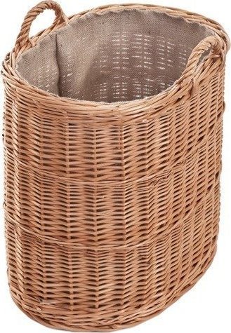 WickerPL Wiklinowy Owalny Kosz Kominkowy Obszyty Jutą 55x35 H50/57 cm