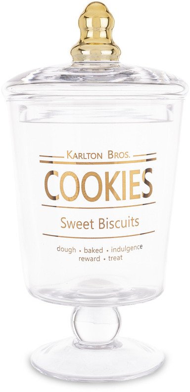Elegancki Szklany Pojemnik Dekoracyjny na ciastka Cukierki z pokrywą złoty DUŻY