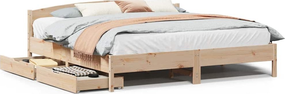 Rama łóżka bez materaca, 200x200 cm, lite drewno sosnowe