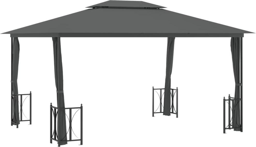 vidaXL Altana z zasłonkami i dwuczęściowym dachem, 3x4 m, antracytowa