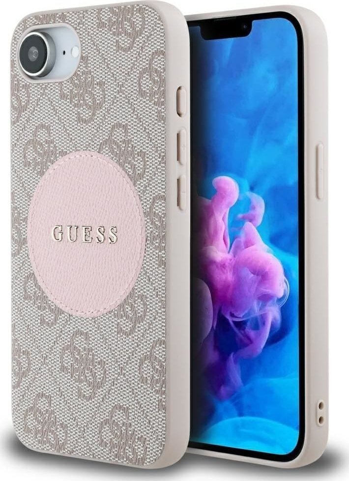 Etui Guess 4G Circle Classic Logo MagSafe do iPhone 16e różowo