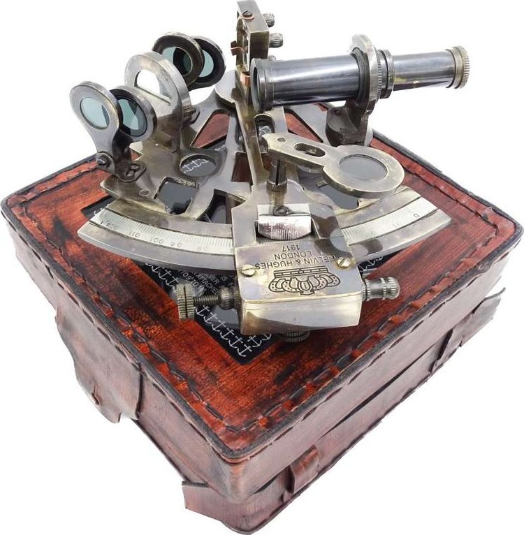 Giftdeco Sekstant mosiężny w pudełku skórzanym NC 1514B