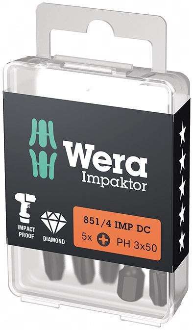 Bit Impaktor 1/4" DIN 3126 E6,3 PH3x50mm 5szt./opak. Wera