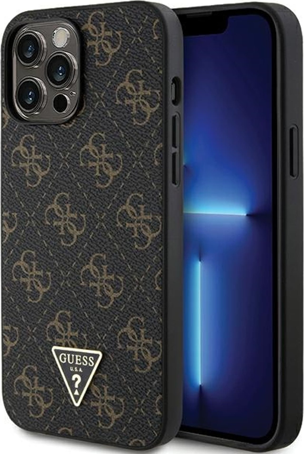 Guess GUHCP14LPG4GPK iPhone 14 Pro 6.1" czarny/black hardcase 4G Triangle Metal Logo
