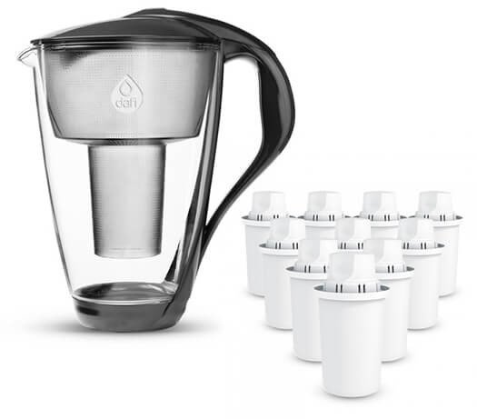 Dzbanek filtrujący Dafi szklany dzbanek CRYSTAL LED 2 l grafitowy + 10 wkładów Classic
