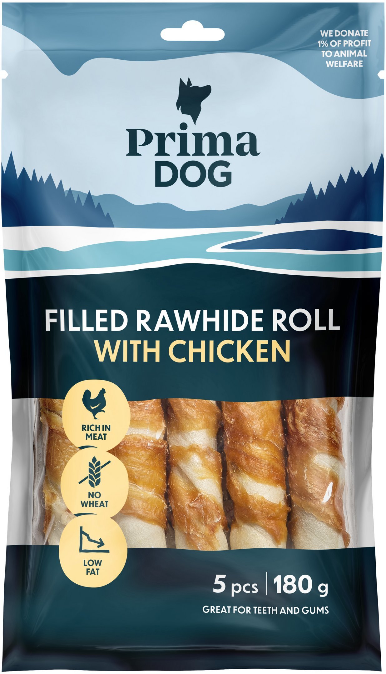 PRIMADOG TREAT WITH CHICKEN 5PCS. 180 G