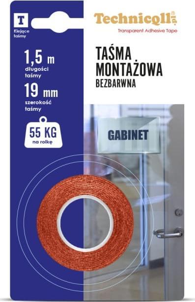 Technicoll Taśma montażowa dwustronna 19mm x 1,5m bezbarwna Technicoll