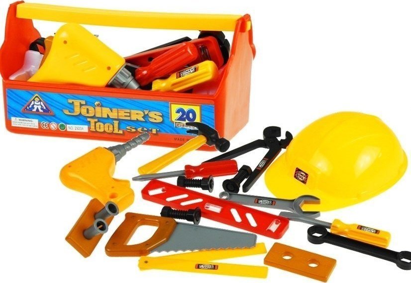 LeanToys Zestaw Narzędzi w Skrzynce Majsterkowicz Kask 20 elementów