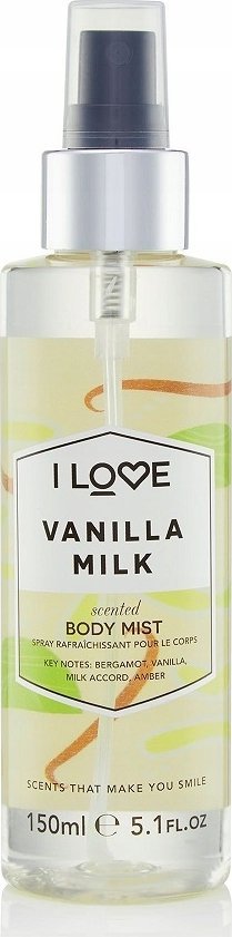 I love I Love, Signature Collection, Vegan, Mist Spray, Vanilla Milk, All Over The Body, 165 ml For Women