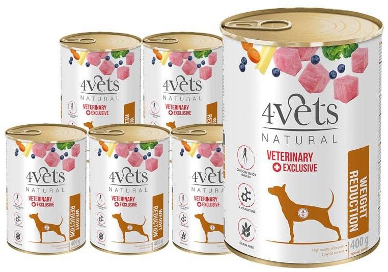 4Vets Mokra karma weterynaryjna dla psa z nadwagą Natural Weight Reduction* 6 x 400 g