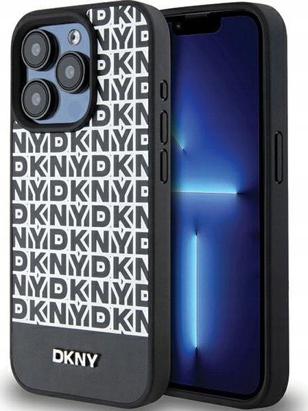 DKNY DKHMP15XPSOSPK iPhone 15 Pro Max 6.7" czarny/black hardcase Leather Printed Pattern Metal Logo MagSafe
