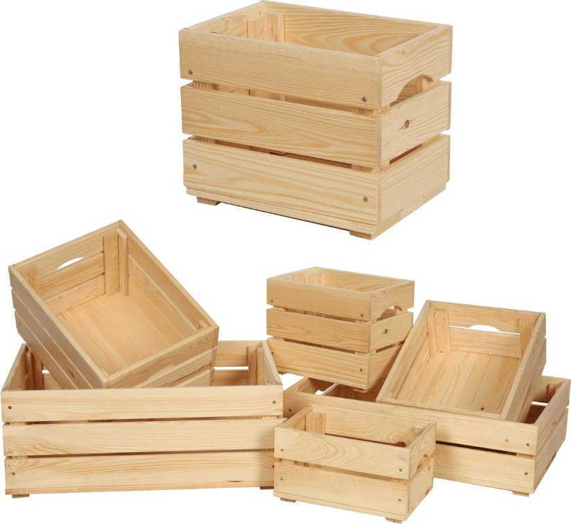 Wamar-Sosenka Drewniana Skrzyneczka 22x30x20 cm Naturalna Surowa Szlifowana Drewno sosnowe 12 litrów / Wamar-Sosenka