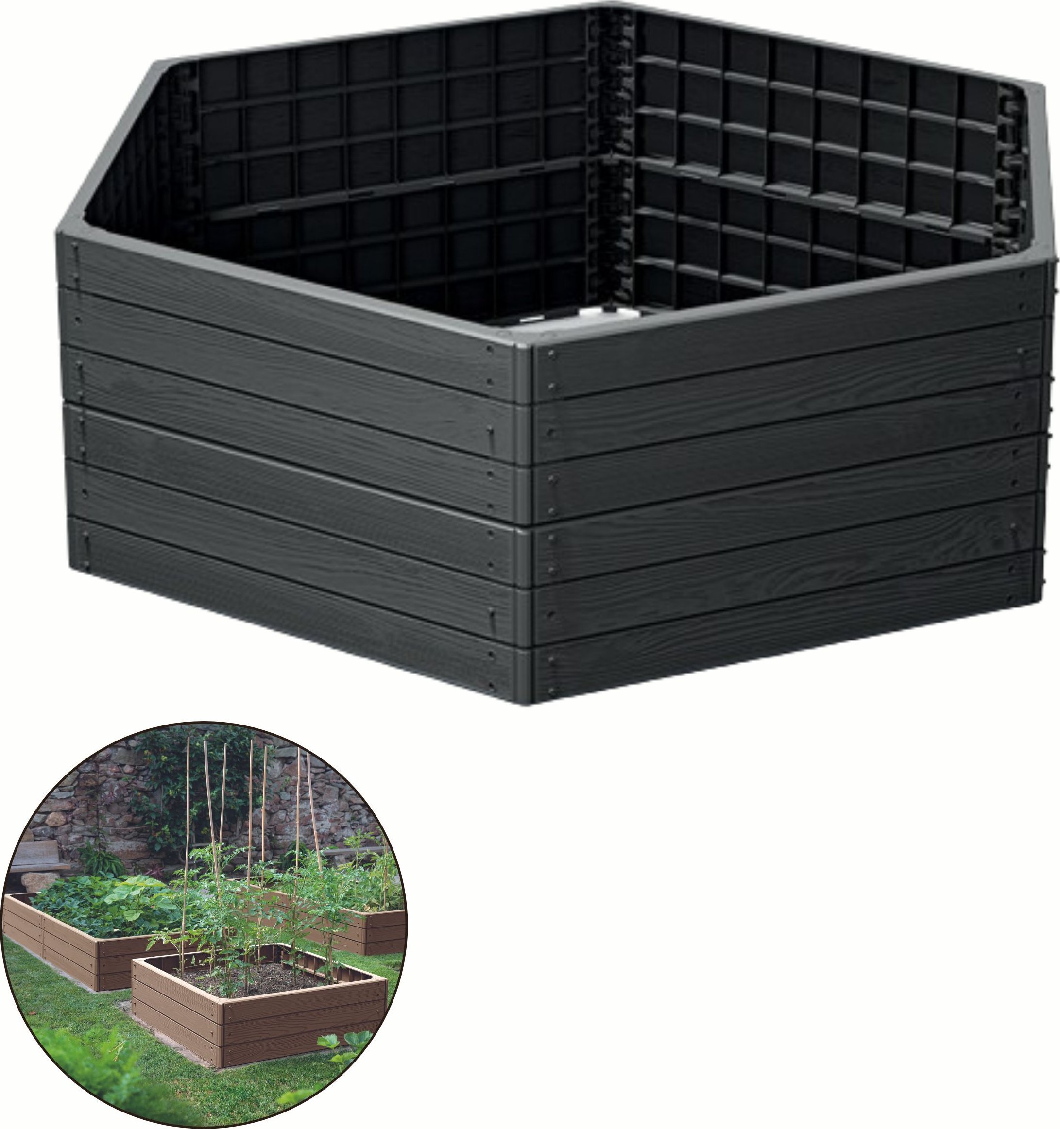 Prosperplast 2x Rabata ogrodowa Base Woody 1480x1290mm Grządka