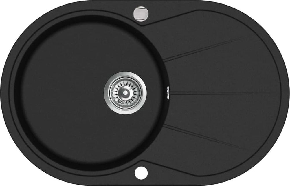 Zlewozmywak vidaXL Granitowy jednokomorowy, owalny, czarny