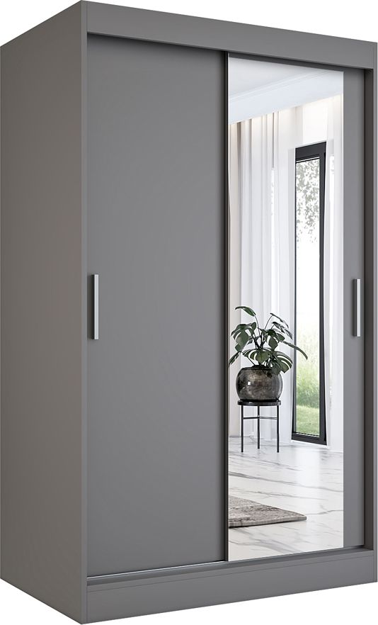 Elior Antracytowa szafa przesuwna z lustrem 120 - Palmira 3X