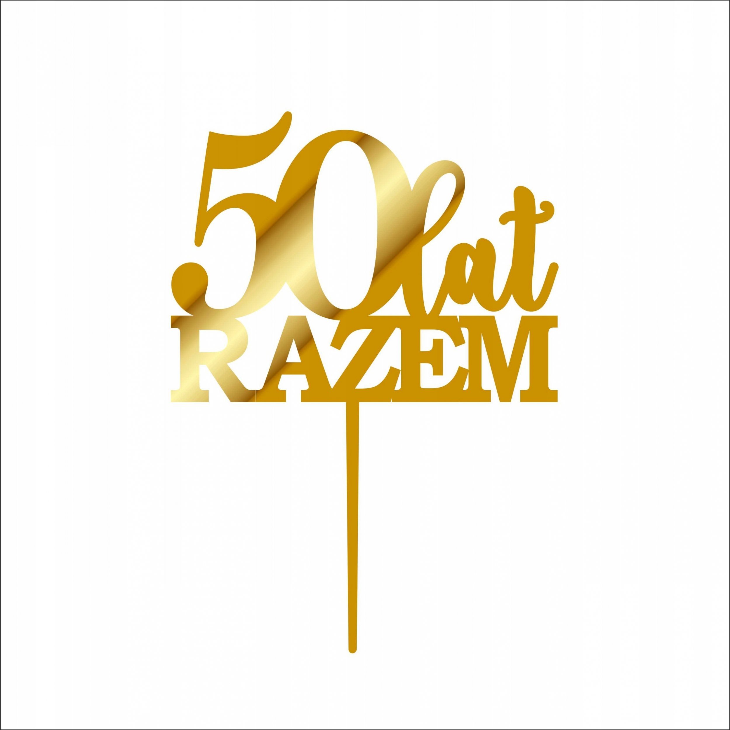 details Topper na tort Lat Razem pleksi złoty