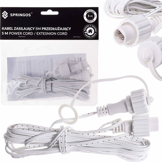 Springos Przedłużka 5m do lampek led choinkowych biała UNIWERSALNY
