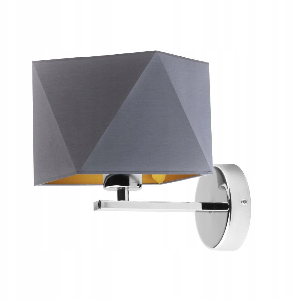 Szary kinkiet ścienny do sypialni LED ORLANDO GOLD lampa ścienna abażur diament E27