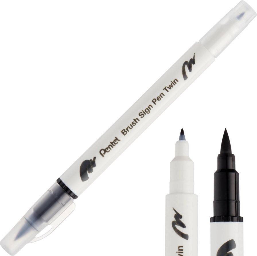 Pisak Brush Pentel Dwustronny Czarny SESW30C-T101